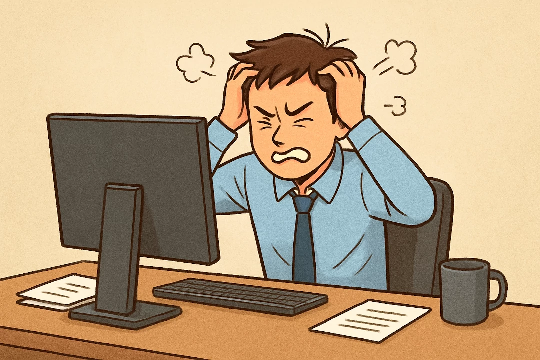 Image showing a frustrated computer technician